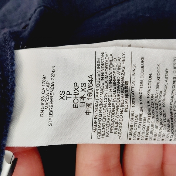 GAP Designed Crafted Swim Cover Up Navy Blue 3/4 Sleeve Button Front Dress P3429 - Picture 4 of 5